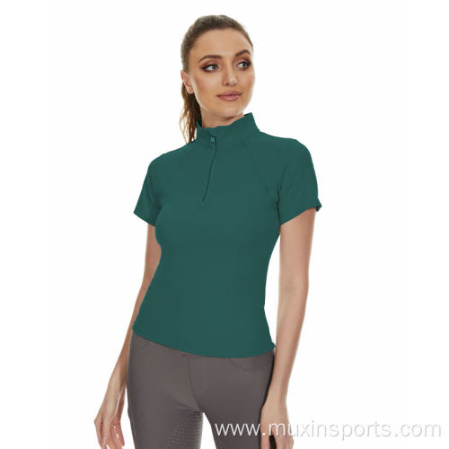 Green Functional Women Riding Short Sleeve Base Layer